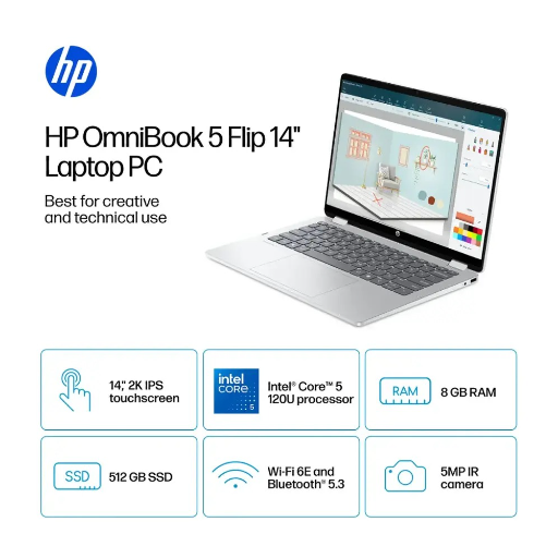 HP OmniBook 5 Flip 2-in-1 14" FHD+ 2K IPS Touch